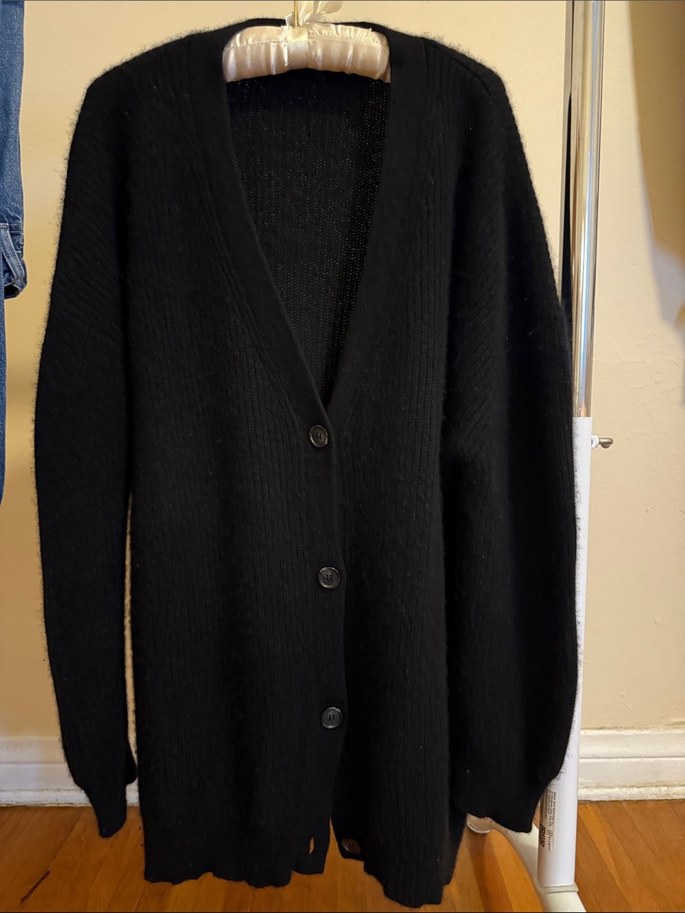 Jenny Kayne Cashmere Black V-Neck Button Cardigan Sweater